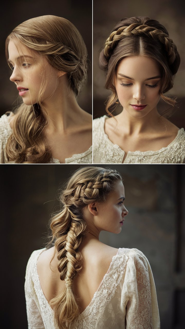 10+Romantic Vintage Braid Hairstyles for Long Hair